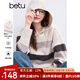 百圖betu女裝冬季新款毛衣慵懶風條紋寬松連帽毛衫女2411T49 咖條紋 M