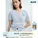 迪賽尼斯（DESIGNICE）2025年夏季新款通勤氣質(zhì)絞花開衫純色短袖V領(lǐng)毛針織衫女 藍(lán)色 XL