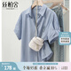 絲柏舍條紋襯衫2025夏季新款女裝刺繡翻領單排扣短袖寬松襯衣