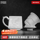 景德鎮陶瓷家用玲瓏茶漏杯辦公室中式馬克杯帶蓋泡茶杯茶水分離教師禮物 山水浮雕玲瓏茶漏杯-日杯