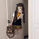 閃動(dòng)少女（SHANDONGSHAONV）日系JK制服套裝格裙短袖毛衣學(xué)院風(fēng)校供 寬松短袖襯衫(單件) S