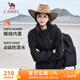 駱駝（CAMEL）薄絨風(fēng)衣女戶(hù)外防潑水修身梭織外套 J23CAYL6066 幻影黑 L