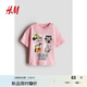 H&M【迪士尼系列】童裝女嬰T恤夏季圓領(lǐng)米妮印花短袖上衣1263204 粉色/米妮老鼠005 110 56 (3-4Y)
