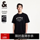 杰克·瓊斯（JACK&JONES）25年衣服男裝純棉短袖t恤男士春夏季寬松潮流字母高端白色半袖 E40黑色 常規(guī) L