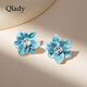 Qlady適合夏天的耳飾藍花耳釘女2025新款高級感小眾設計養耳洞耳環(huán)禮物