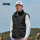 Jeep（吉普）時尚男裝秋冬季新品百搭半高領(lǐng)領(lǐng)休閑棉馬甲戶外保暖無袖外套男 暗夜黑 XL /130--150