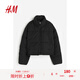 H&M女裝棉服冬季寬松立領(lǐng)舒適短款保暖拉鏈外套棉衣1161620 黑色 L 170/104