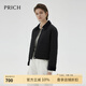 PRICH小香風簡約短款菱格棉服2024冬季新款翻領修身通勤外套女 19黑色 M 160
