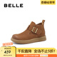 百麗（Belle）休閑時(shí)尚高幫休閑靴商場(chǎng)同款真皮舒適短靴D4P1DDD4 棕色 39 (245mm)