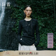 日著原創(chuàng)設(shè)修身長袖T恤2025年秋季新款提花套頭針織打底上衣女 輕雨黑 M