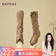 達(dá)芙妮（DAPHNE）馬丁靴中筒厚底短靴2025秋冬季新款顯瘦套筒加絨保暖堆堆靴女靴子 駝色加絨 37
