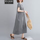 零點(diǎn)螞蟻大碼女裝夏季新款文藝休閑格子棉麻v領(lǐng)連衣裙遮肚顯瘦休閑長(cháng)裙 圖片色 均碼 大 【110-200斤】