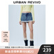 UR2025夏季新款女裝休閑拼接蕾絲刺繡牛仔短褲UYL850068 藍色 28