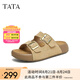 他她（TATA）勃肯鞋女棕色2025夏季新款厚底沙灘涼鞋女運動涼鞋 杏色（拖鞋款） 36