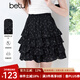 百圖betu女裝2025夏季新款半身裙仲夏夜夢(mèng)印花蓬蓬裙蛋糕裙子2505T48 黑色 M
