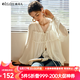 Olrain歐芮兒2025夏季新款氣質(zhì)V領(lǐng)綁帶設(shè)計飄逸靈動仙氣雪紡衫 米杏色 M
