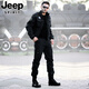 JEEP SPIRIT迷彩登山服男戶(hù)外休閑純棉運動(dòng)服軍迷?shī)A克套裝軍綠工裝套裝 黑色套裝 M 110-120斤