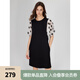 ELLE法式拼接撞色波點(diǎn)連衣裙女2024夏季新款通勤風(fēng)簡(jiǎn)約氣質(zhì)裙子 黑色 L