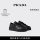 PRADA/普拉達(dá)【七夕禮物】男士金屬徽標(biāo)飾牛皮革運(yùn)動(dòng)鞋鞋子 黑色 39.5 （5.5）