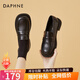 達芙妮（DAPHNE）單鞋女小皮鞋一腳蹬樂福鞋新款厚底粗跟英倫風(fēng)休閑百搭學(xué)生工作鞋 黑色跟高2.7cm單里 38 (240mm) 標準碼