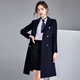 百顏職業(yè)裝呢子大衣女冬中長(cháng)款加厚工作服酒店前臺接待銀行工作裝毛呢 891藏青色加棉+不加絨襯衫 S