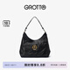 GROTTO個(gè)樂(lè)經(jīng)典黑石hobo包大小號(hào)植鞣綿羊皮腋下單肩斜挎軟包七夕禮物 經(jīng)典黑 金標(biāo)L