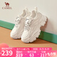 駱駝（CAMEL）老爹鞋女潮酷網(wǎng)布皮面拼接雙系帶厚底休閑鞋 L24S283079 米白 38