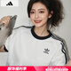 阿迪達(dá)斯 （adidas）T恤女裝 2025夏季新款運(yùn)動(dòng)服健身潮流時(shí)尚舒適透氣圓領(lǐng)短袖女 白色/三葉草/短款 S