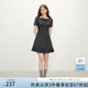 范思藍(lán)恩氣質(zhì)辣妹短袖連衣裙女2025夏新款收腰拼接百褶裙子2062 灰色 M