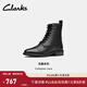 Clarks其樂克隆系列女鞋秋冬英倫風騎士靴復古側拉鏈工裝高幫皮靴 黑色 261747754 38