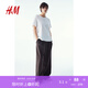 H&M女裝休閑褲2025氣質(zhì)簡約高腰寬松直筒通勤商務(wù)西褲長褲1264877 深棕色 L 170/88