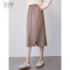初申春秋半身裙女直筒H型顯瘦設計感分割開(kāi)叉中長(cháng)款半裙S51B052