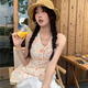 小野七天純欲風(fēng)法式復(fù)古碎花吊帶背心女夏季設(shè)計感小眾修身后背綁帶上衣 圖片色 均碼