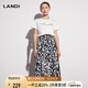 藍地（LANDI）字母手工釘珠純棉白T恤女年夏季新款短袖套頭上衣 白色 M