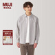 無印良品（MUJI）男式 水洗牛津紐扣領(lǐng)長袖襯衫 男士襯衣外套純棉 春季 AC4AAC4A 米色格紋 XL (180/104A)