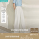 茵曼章若楠同款|法式皺感寬松闊腿褲夏季女裝通勤高腰長(zhǎng)褲 珍珠白 M