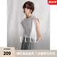 ELLE白色新中式氣質(zhì)無袖圓領(lǐng)T恤女2024夏季新款寬松顯瘦寫意上衣 米白 L