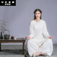 菲洛曼（FEILUOMAN）禪服佛系女棉麻打坐居士服2024秋季新款禪意中國風(fēng)唐裝漢服套裝