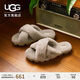 UGG春季女士舒適輕便交叉帶厚底毛毛拖鞋1107955GOA|山羊棕色 36