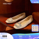 NINE WEST/玖熙復(fù)古法式方口鉆扣平跟女單鞋 NH465006SK 杏色37