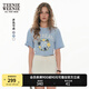 Teenie Weenie小熊T恤女2025年夏季新款清新活力甜美刺繡圓領(lǐng)短袖T恤上衣女 藍(lán)色 XS