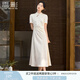 香影新中式國(guó)風(fēng)立領(lǐng)連衣裙女2025夏季新款改良旗袍風(fēng)白色提花裙子 米白 斜襟款 暗紋提花 L 165/88A/110-125斤