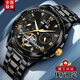 瑞士正品歐米茄男士全自動(dòng)機械防水夜光腕表鏤空多功能陀飛輪男表 時(shí)尚全黑