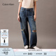 Calvin KleinJeans25春夏女士美式復(fù)古ck純棉寬松慵懶松弛感破洞牛仔褲47B925G VSI-牛仔淺藍(lán) 26
