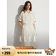 ELLE法式線條感假兩件襯衫式連衣裙女2025春季新款中長款氣質(zhì)裙子 米白 M