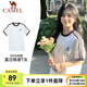 駱駝純棉T恤女2025春夏休閑簡(jiǎn)約三條杠微寬松純棉短袖上衣男 N056A，無(wú)際白/幻影黑 ，中性【微寬版】 M