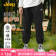 Jeep兒童工裝褲男童褲子2025夏季新款中大童戶外寬松休閑運(yùn)動束腳長褲 黑色（1277） 160 【推薦身高150-165cm】