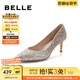 百麗（Belle）吉娜同款高跟鞋女商場款單鞋婚鞋BDAK3AQ5 浮光躍金-跟高6.5CM 38 (240mm)