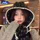 目丸韓版笑臉圍巾帽子一體百搭圍脖女冬季2025新款斗篷披肩外搭高級感 笑臉-黑色