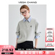 VEGA CHANG假兩件衛(wèi)衣女2025年秋季新款拼接領(lǐng)學(xué)院風(fēng)寬松長袖上衣 淺花灰 M